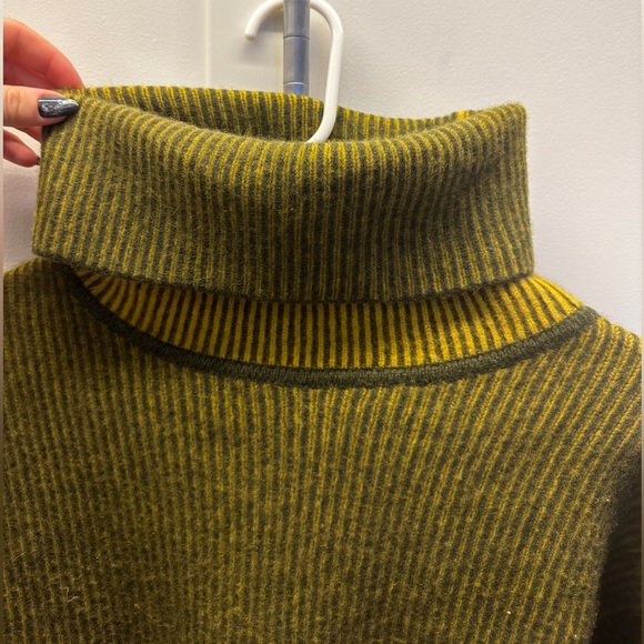 HAWICO Scotland 100% Chashmere Ribbed Yellow & Green Knit Sweater - Picture 3 of 7
